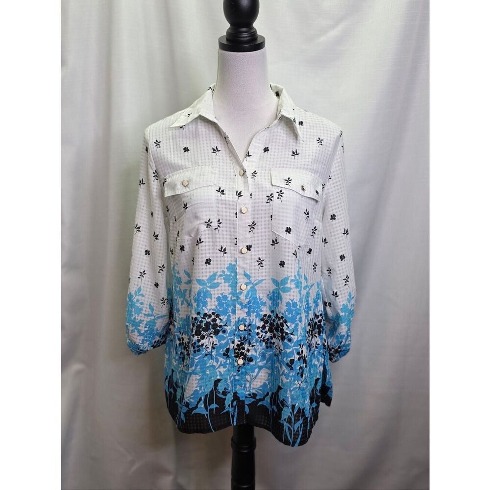Elementz Floral Button Down Blouse Size Small